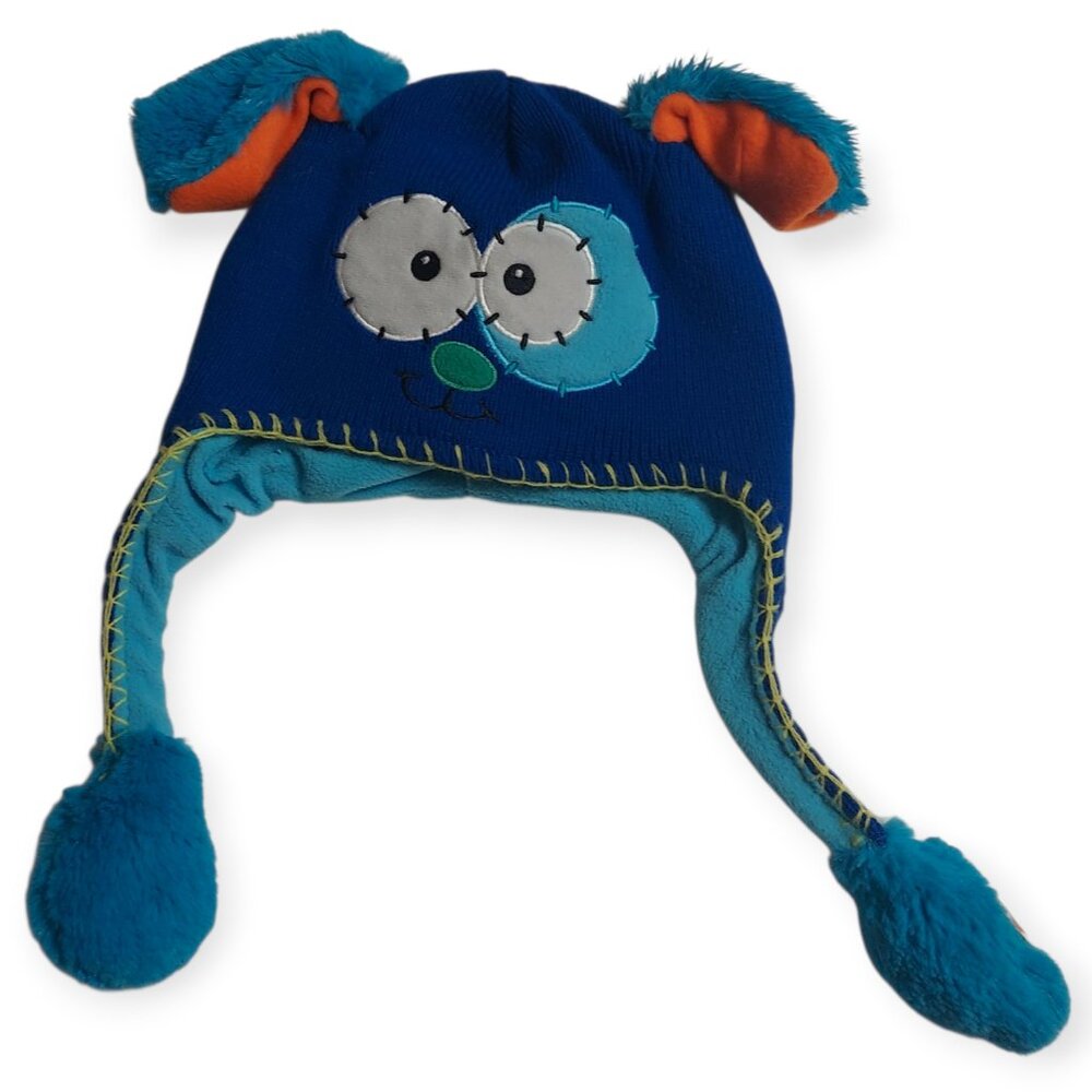 Flipeez Monster Beanie Cap Hat Squeeze Blue Puppy Dog Flip Flap Wiggly Ears